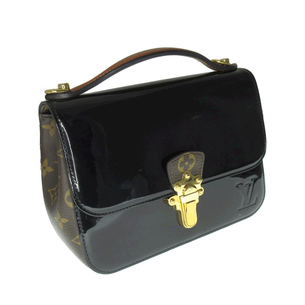 LOUIS VUITTON Cherrywood Patent Vernis Noir Black Brown Bag Shoulder Handbag